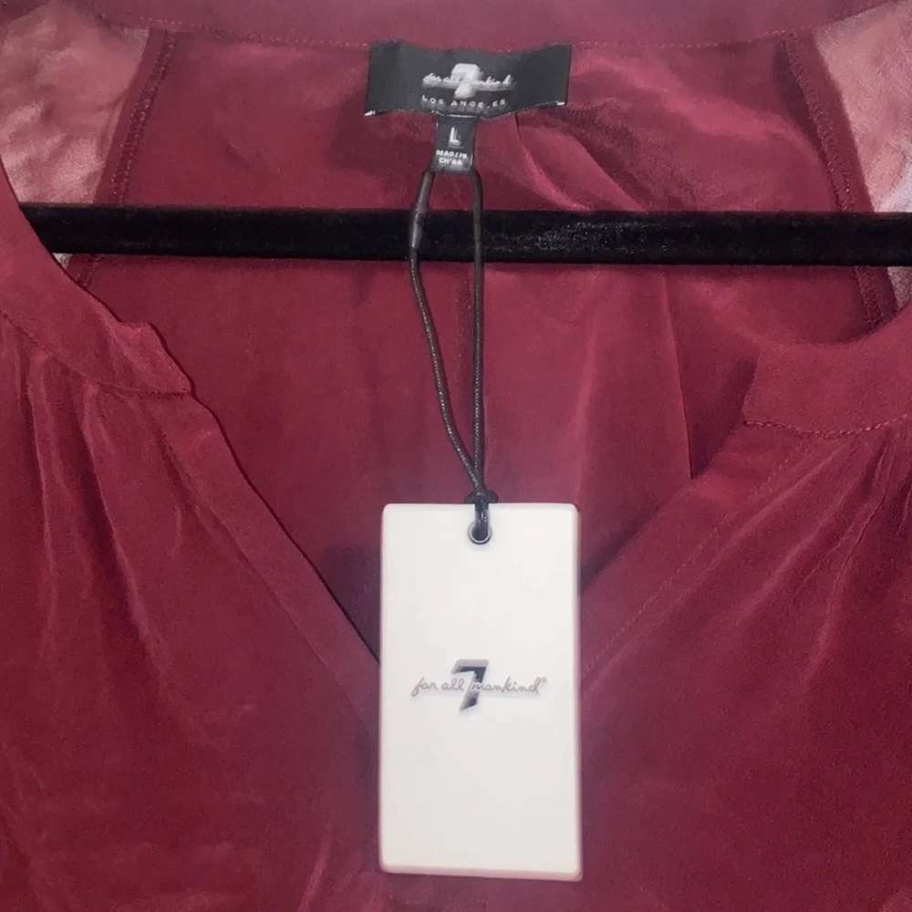 7 For All Mankind Balloon-Sleeve Silk Top - Picture 9 of 10